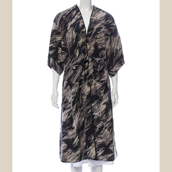 Halston Heritage 100% Silk Printed Robe - Picture 1 of 4